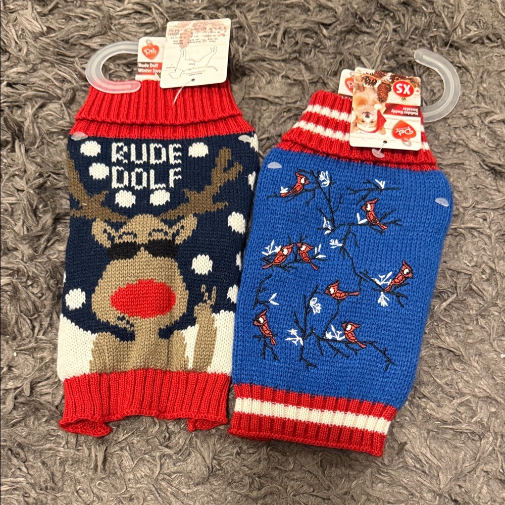 Pet Sweater Set - Red & Blue size xs new